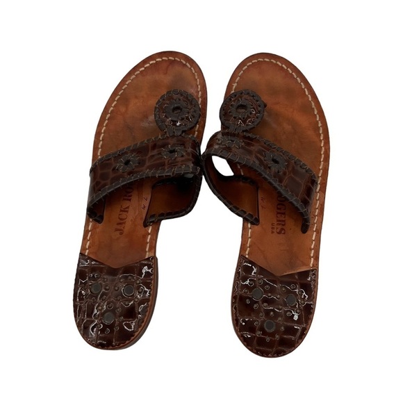 Jack Rogers Brown Flat T-Strap Sandals Size 7 Women's - Picture 3 of 8